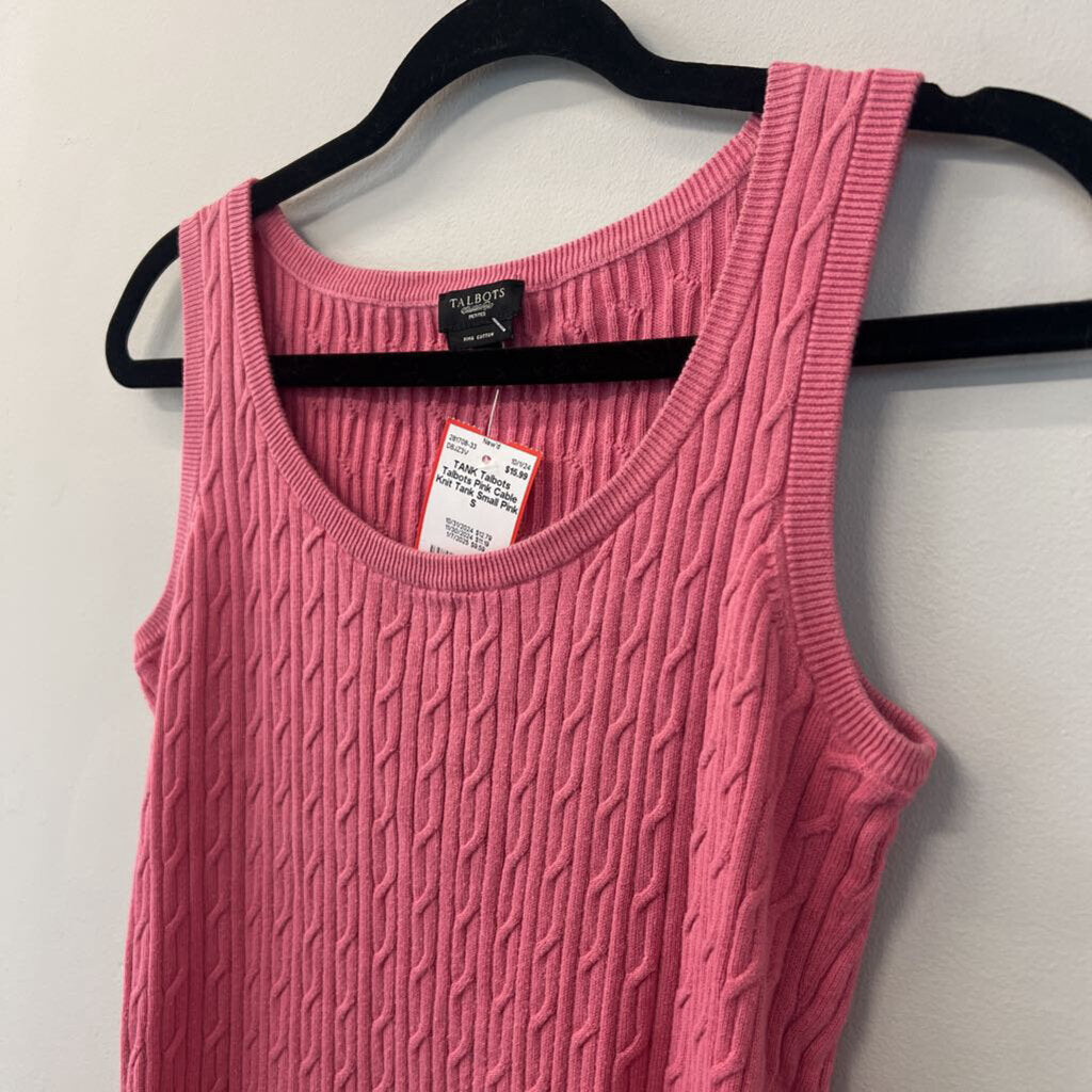 Talbots Pink Cable Knit Tank Small