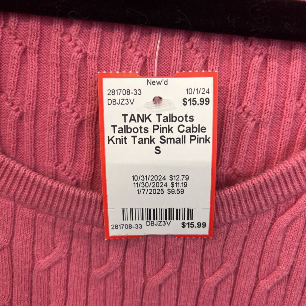 Talbots Pink Cable Knit Tank Small