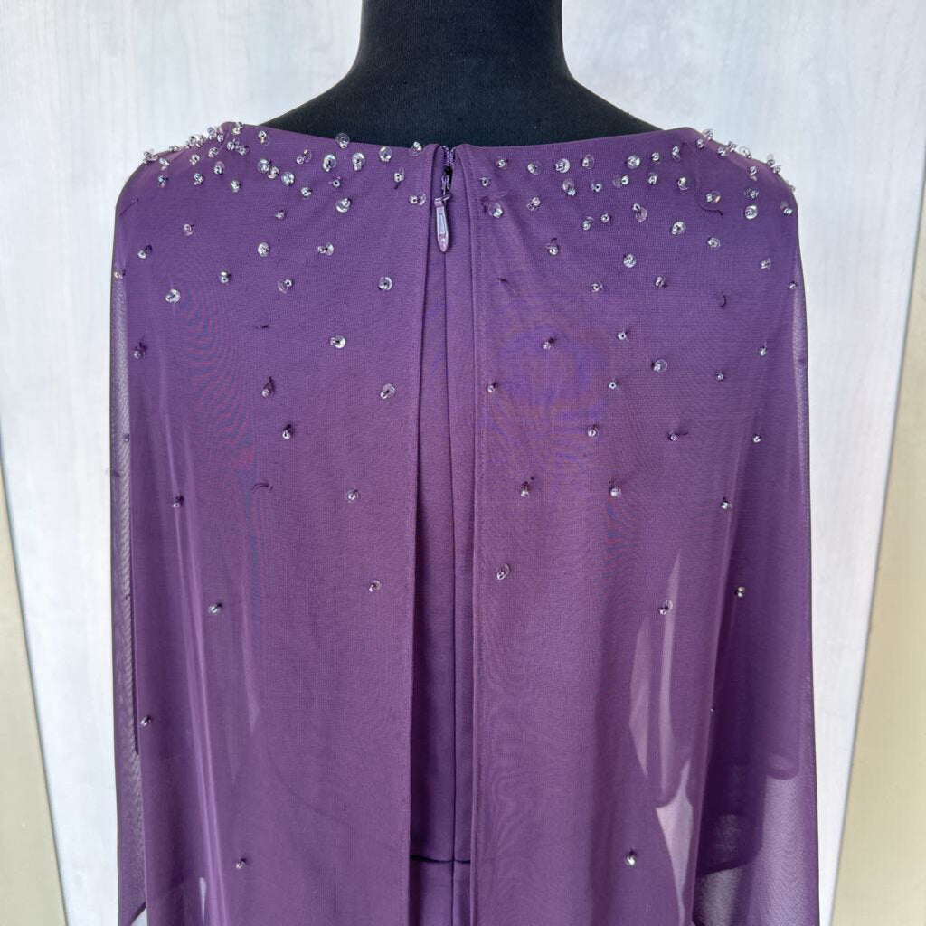 Azazie Dark Purple Sequin Top Detail Long Dress 14