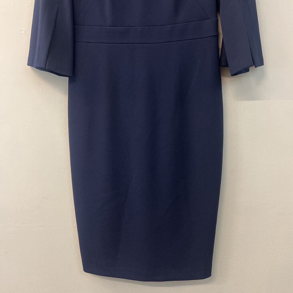 Calvin Klein Navy Mock Neck Fitted Midi Dress 6