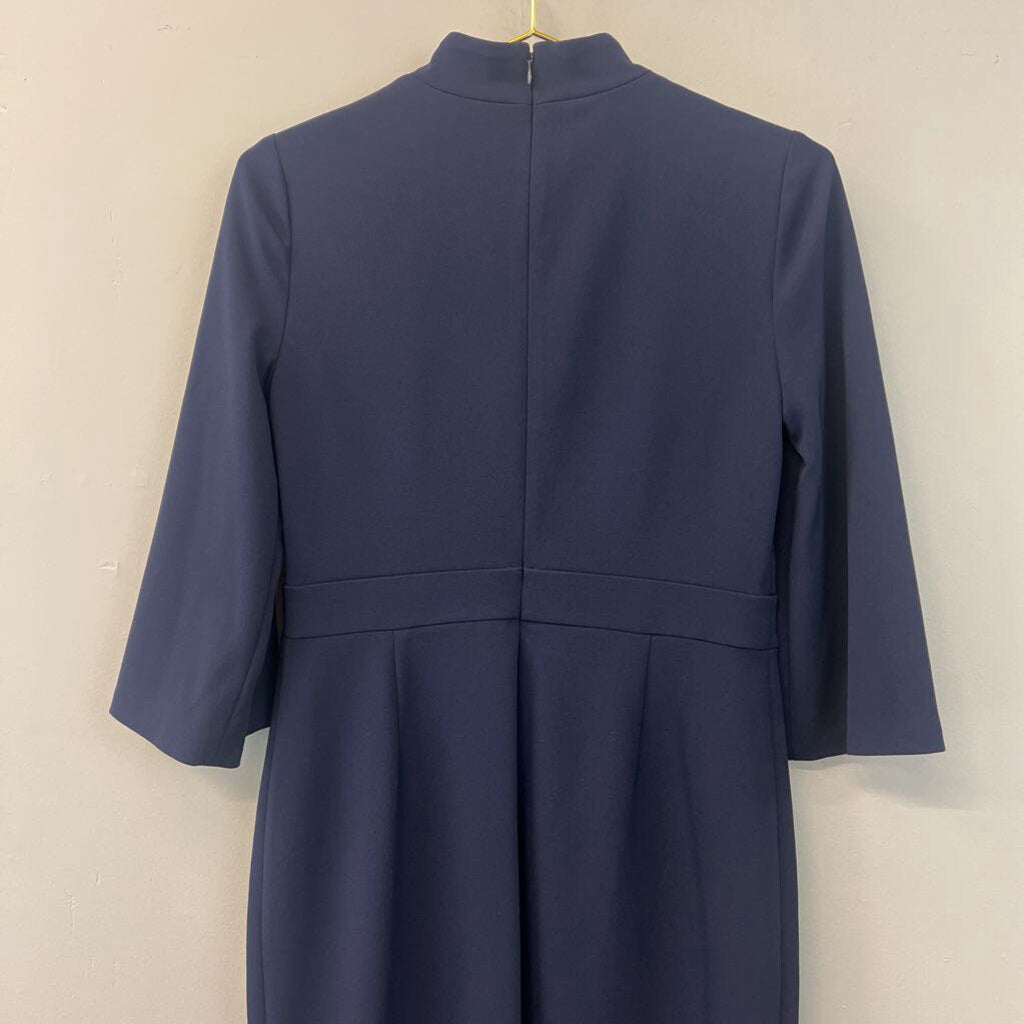 Calvin Klein Navy Mock Neck Fitted Midi Dress 6