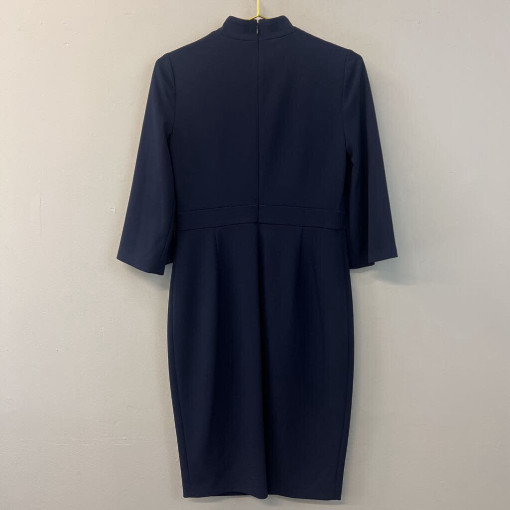 Calvin Klein Navy Mock Neck Fitted Midi Dress 6