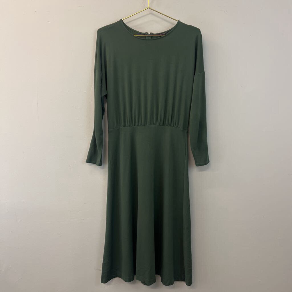 Ann Taylor Green Long Sleeve Midi Dress 8