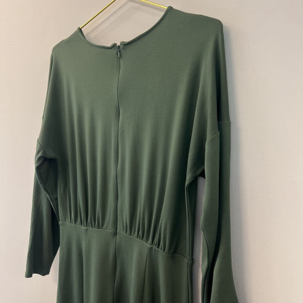 Ann Taylor Green Long Sleeve Midi Dress 8