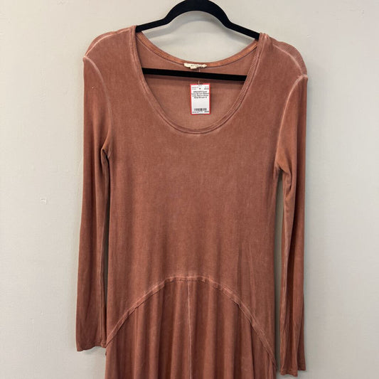 Easel Brown Ribbed Long Sleeve Dress Small