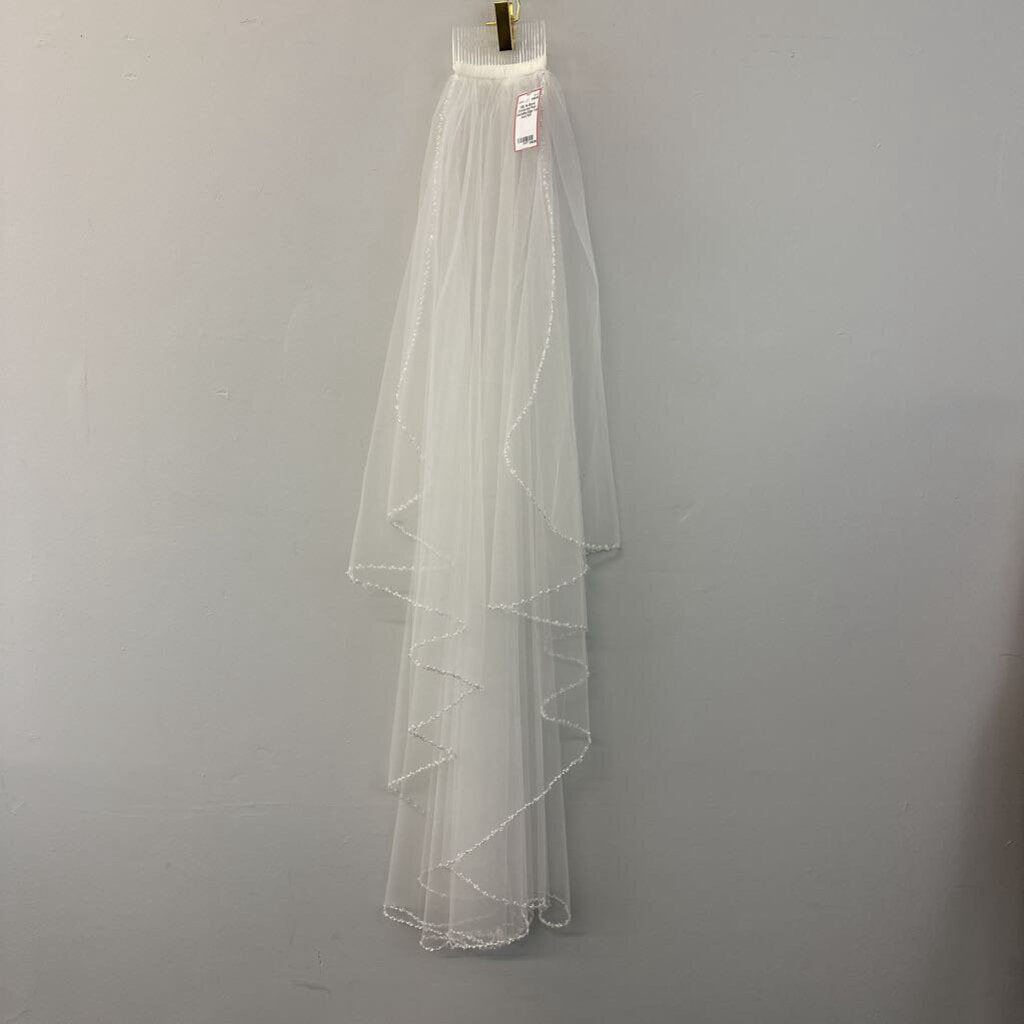 Crystal and Pearl Cascading Edge Veil