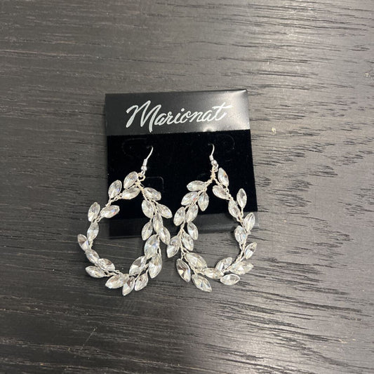 Marionat Rhinestone Pear Shaped Hoop Earrings