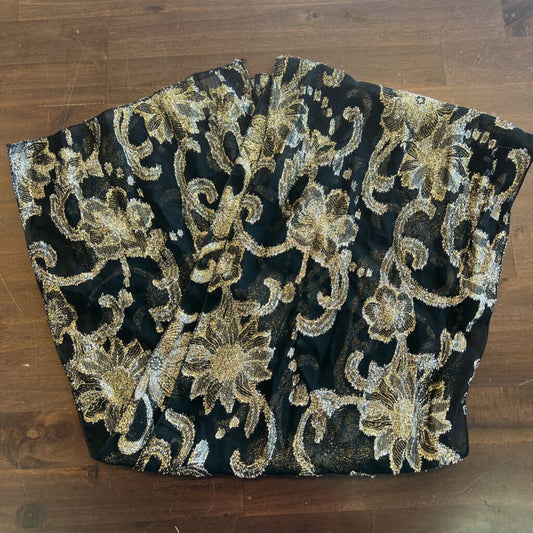 Black/ Gold and Silver Flower Detail Scarf