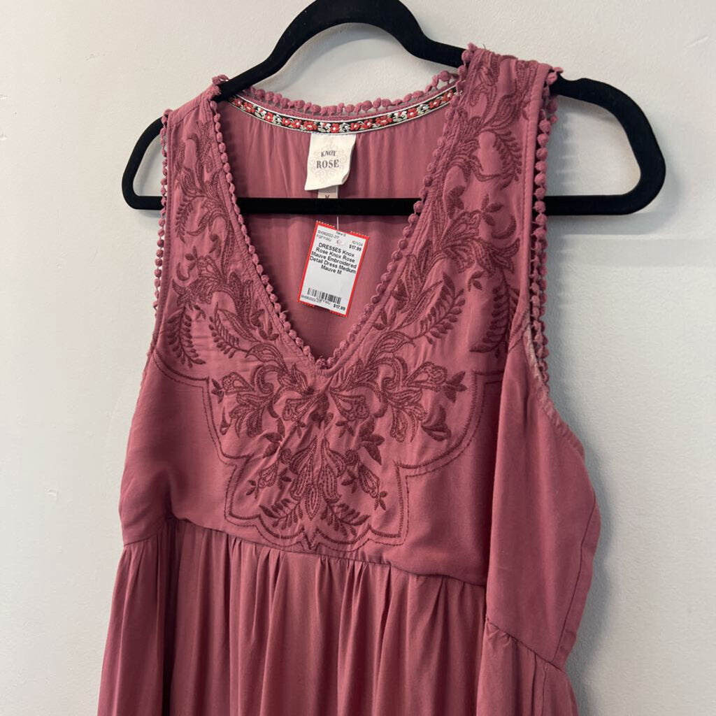 Knox Rose Mauve Embroidered Detail Dress Medium