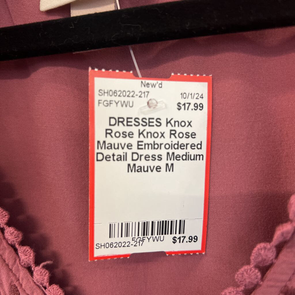 Knox Rose Mauve Embroidered Detail Dress Medium