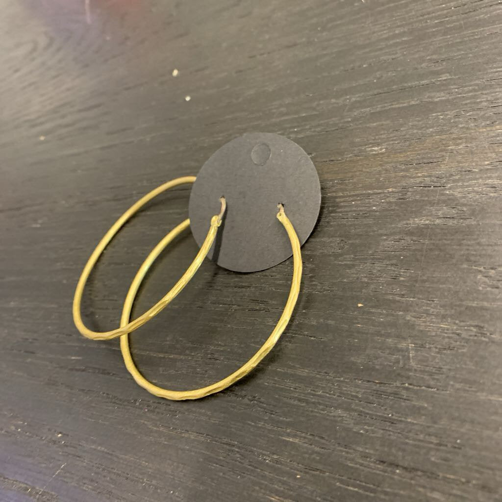 Hammered Gold Large Hoop Earrings