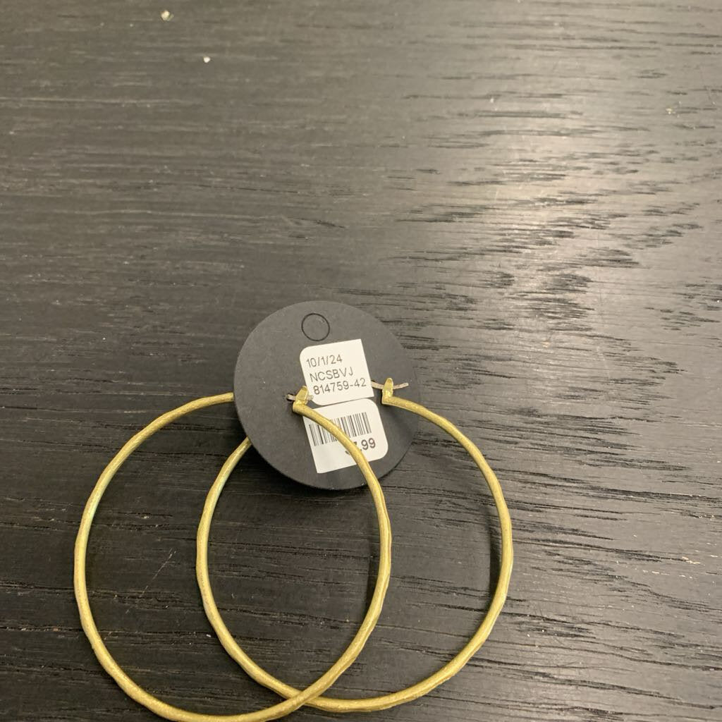 Hammered Gold Large Hoop Earrings