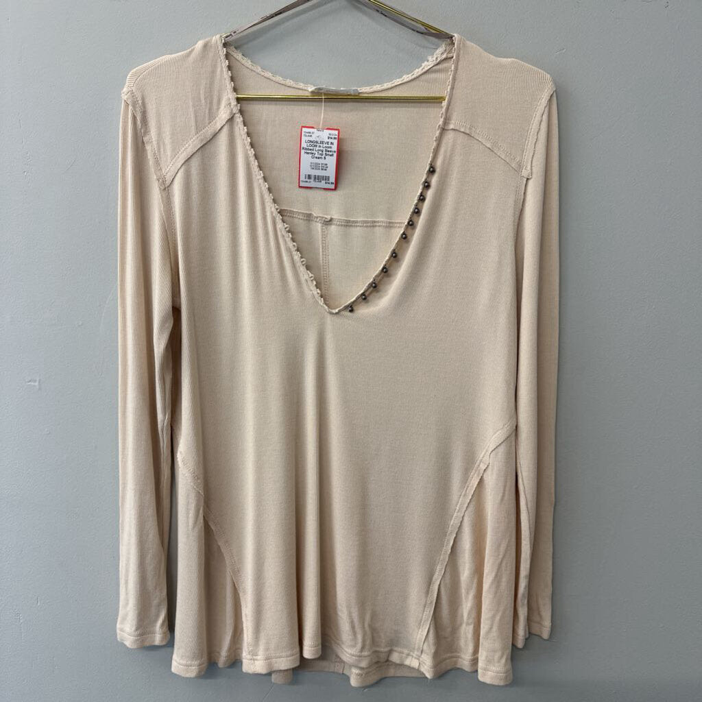 In Loom Ribbed Long Sleeve Henley Top Small