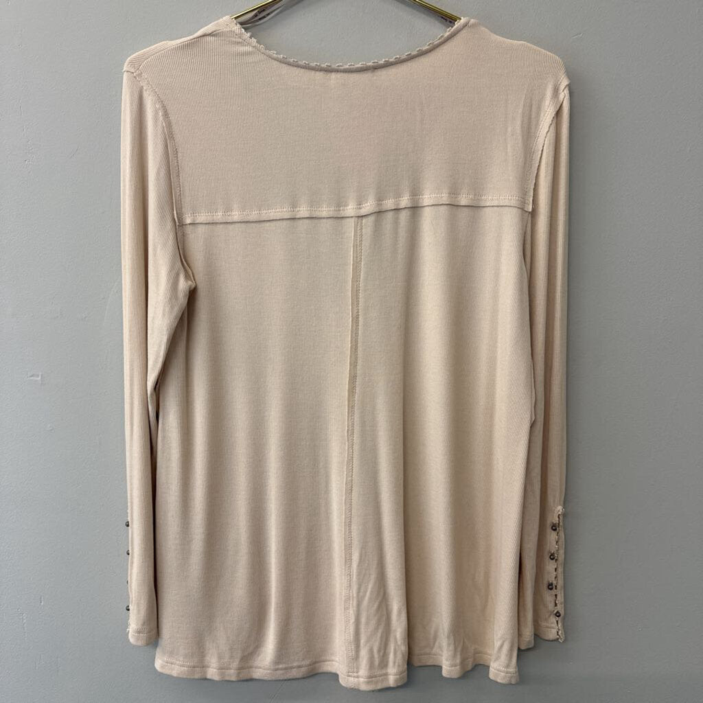 In Loom Ribbed Long Sleeve Henley Top Small