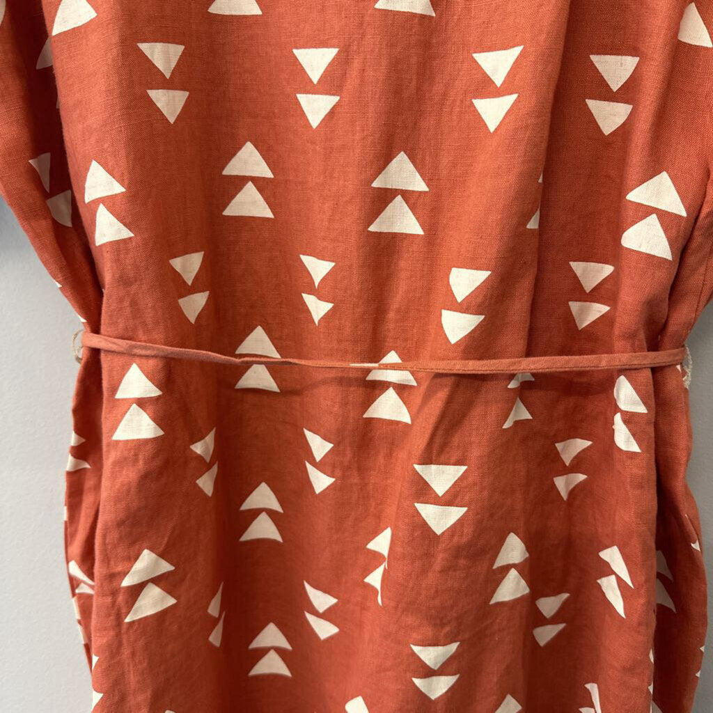 Lisa Bayne 100% Linen Triangle Print Dress Large