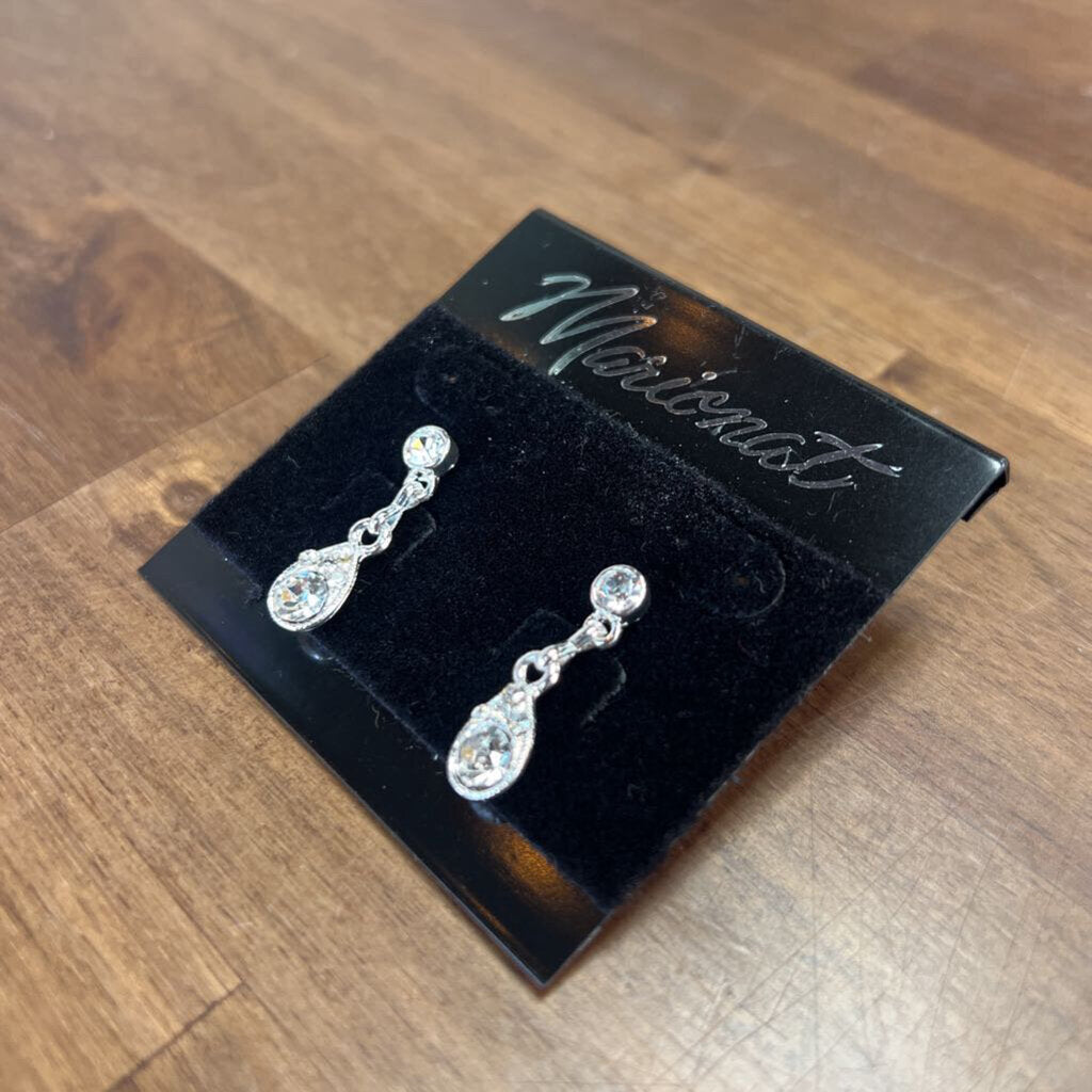 Marionat Silver Rhinestone Drop Earrings