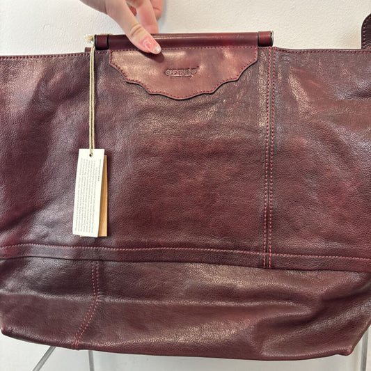 Old Trend Holly Leaf Red Leather Tote