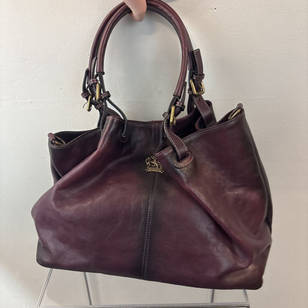 Pratesi Leather Shoulder Bag Deep Purple