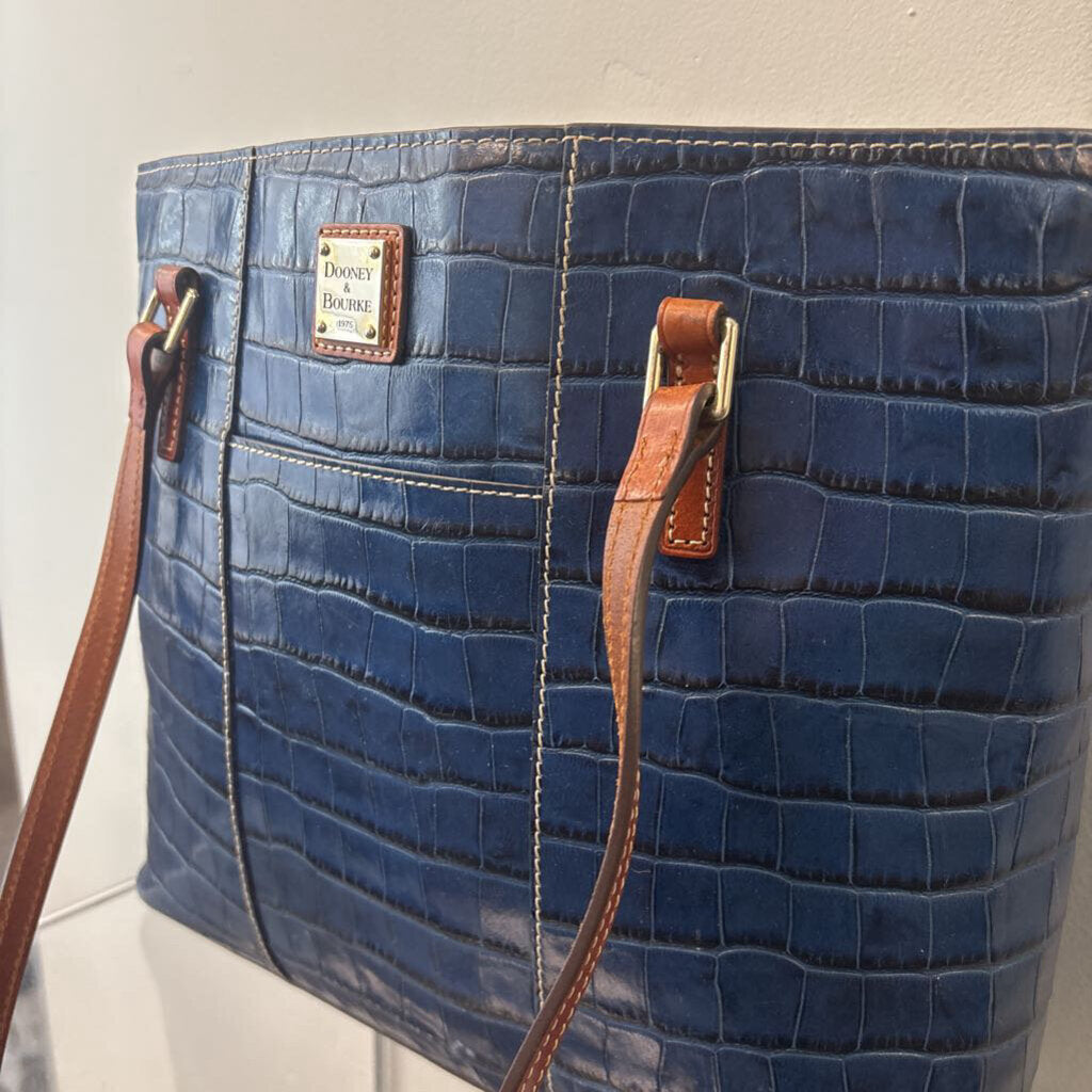 Dooney and Bourke Large Blue Crocodile Tote