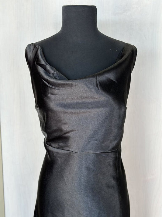 Birdy Grey Black Silky Cowl Neck Long Formal XXL