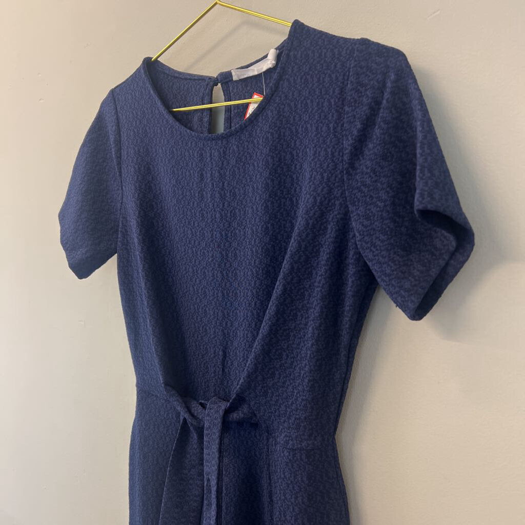 Lulus Lush Navy Short Sleeve Textured Jumpsuit Extra Small