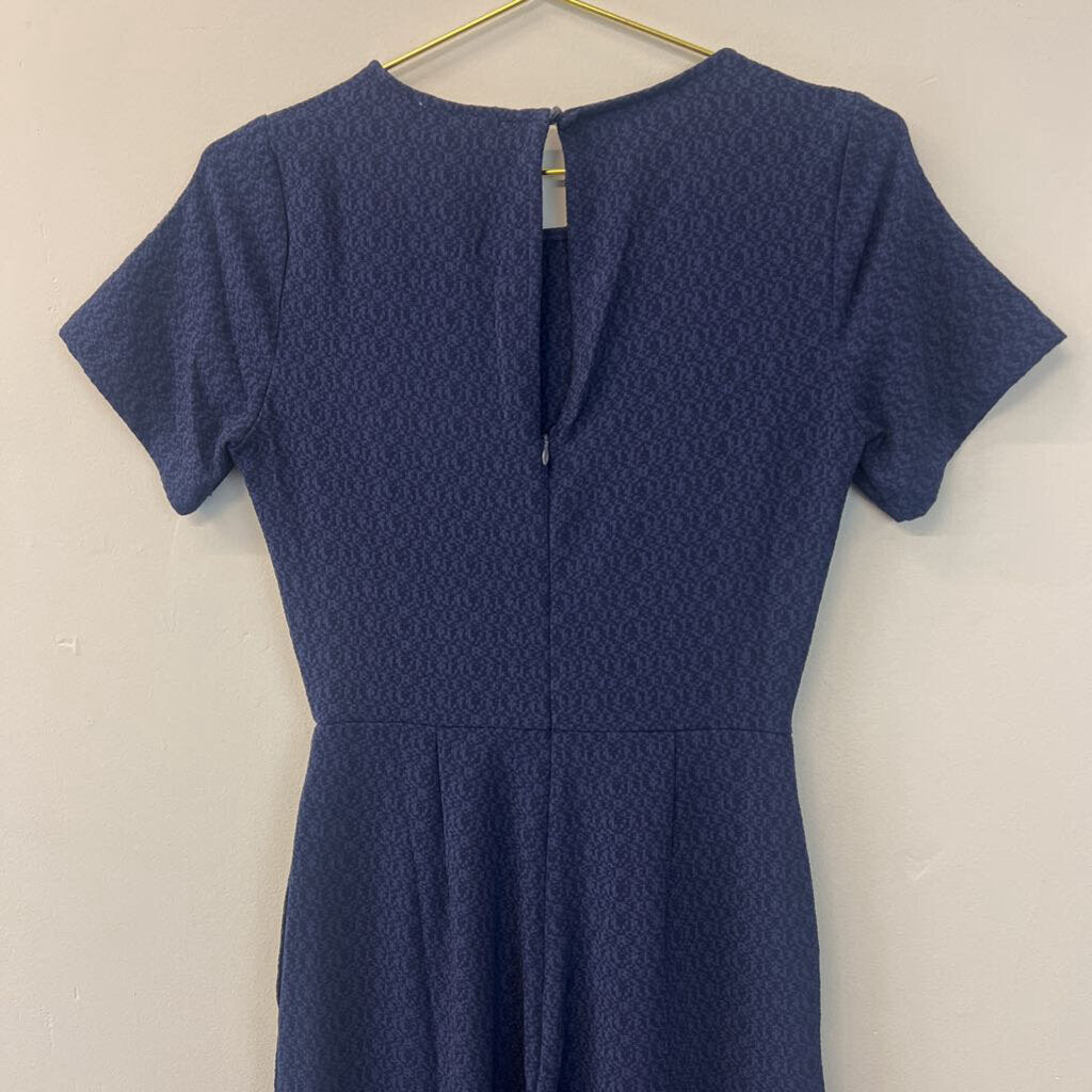 Lulus Lush Navy Short Sleeve Textured Jumpsuit Extra Small