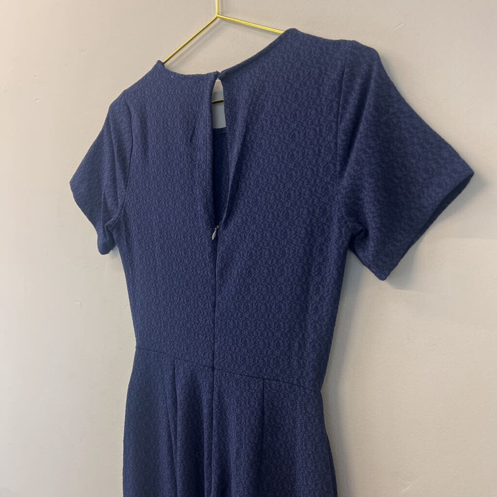 Lulus Lush Navy Short Sleeve Textured Jumpsuit Extra Small