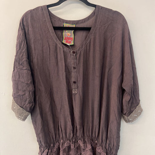 Johnny Was Brown/ Purple Embroidered Top Medium