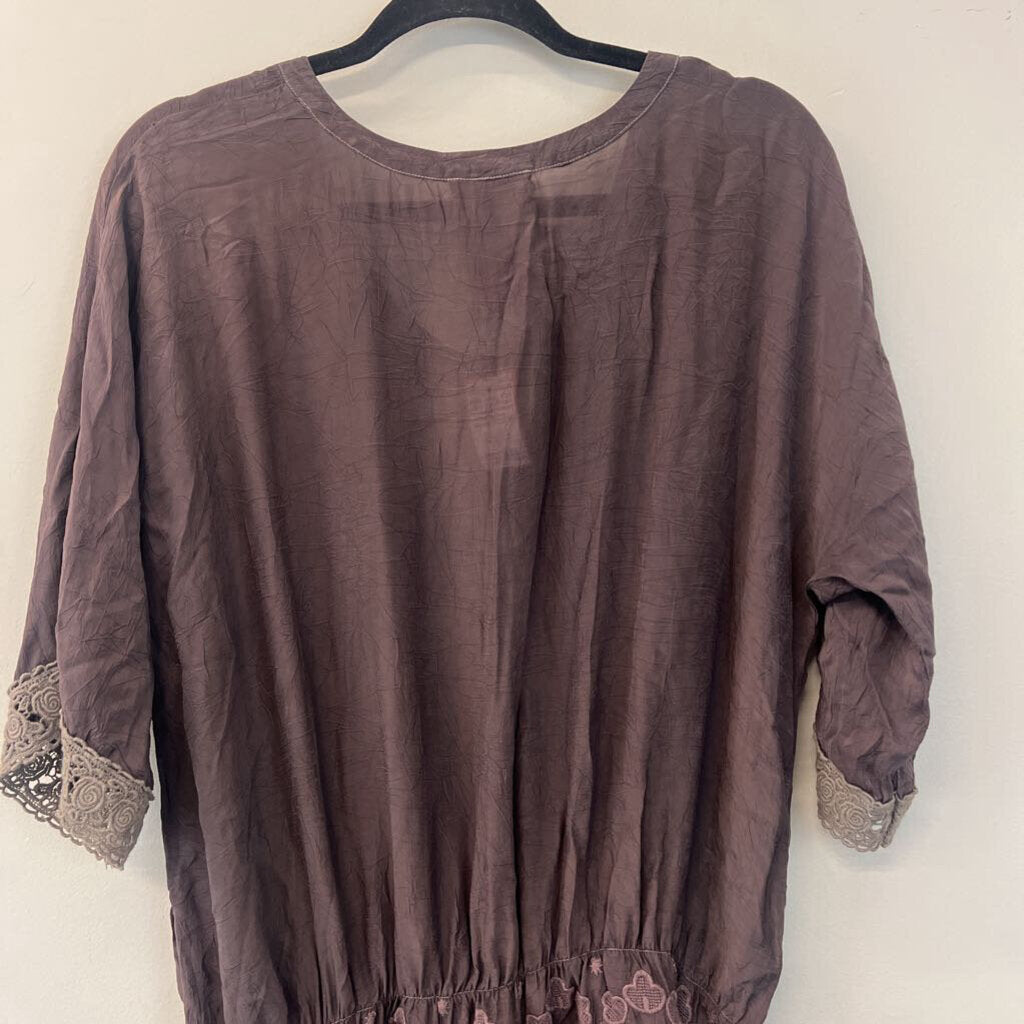 Johnny Was Brown/ Purple Embroidered Top Medium