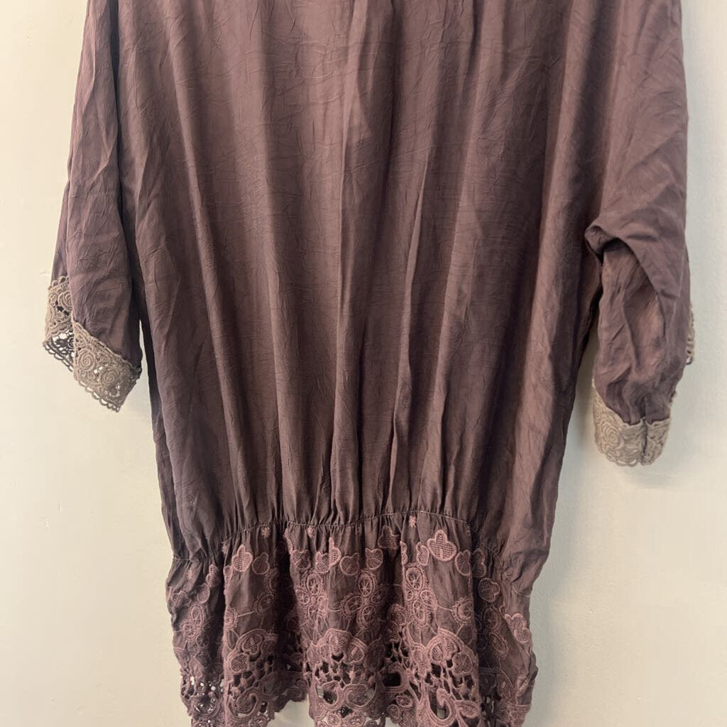 Johnny Was Brown/ Purple Embroidered Top Medium