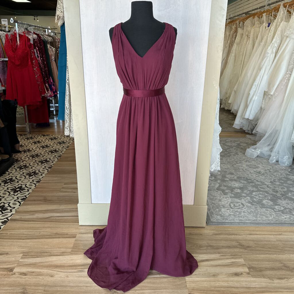 Vera Wang Burgundy V Neck Long Formal 12 NWT