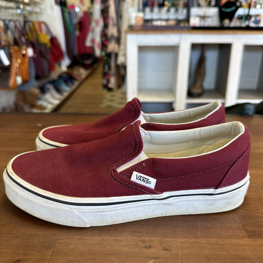 Vans Burgundy Slip On Shoes 6