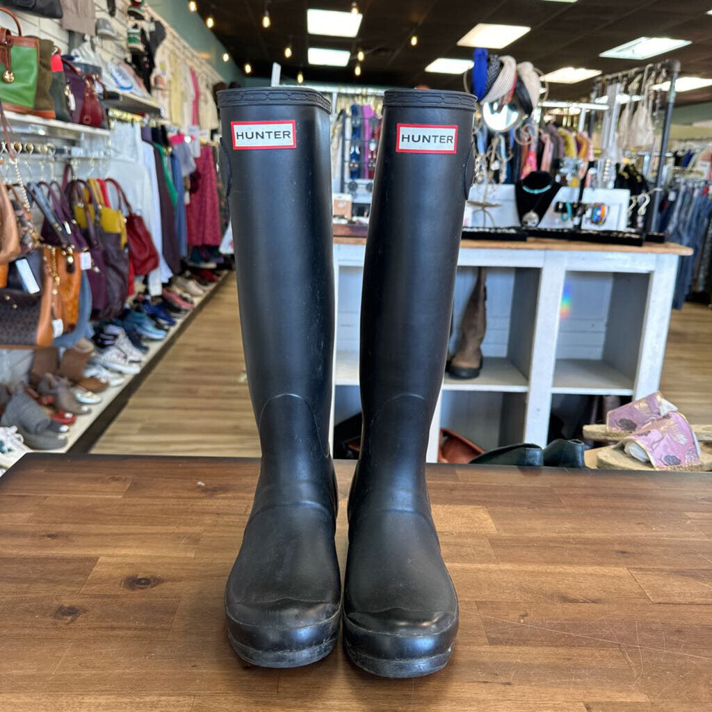 Hunter Black Rubber Tall Rain Boots 5