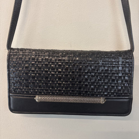 Romag Black Woven Leather Crossbody Purse