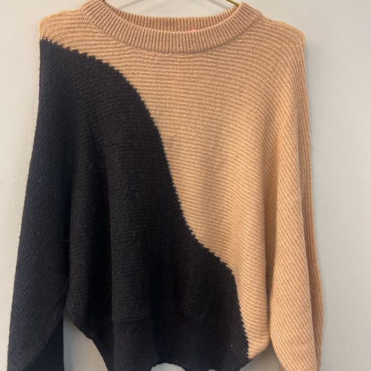 Lush Black/ Brown Color Block Sweater Large