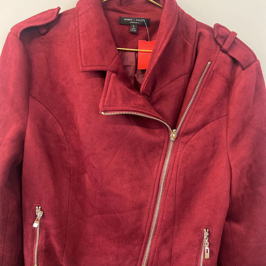 Romeo and Juliet Red Suede Moto Jacket Large