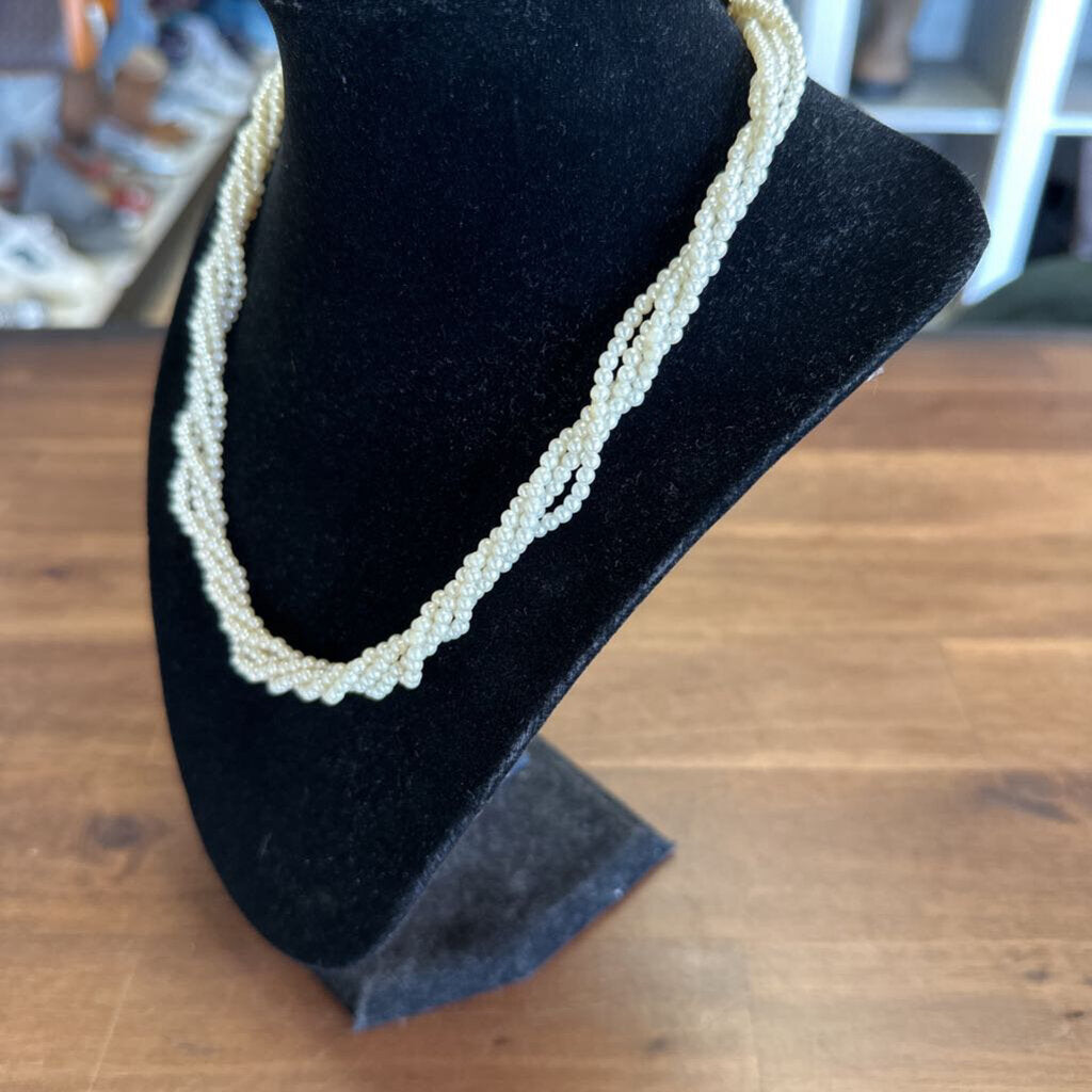 Vintage Multi Layer Pearl Twist Necklace