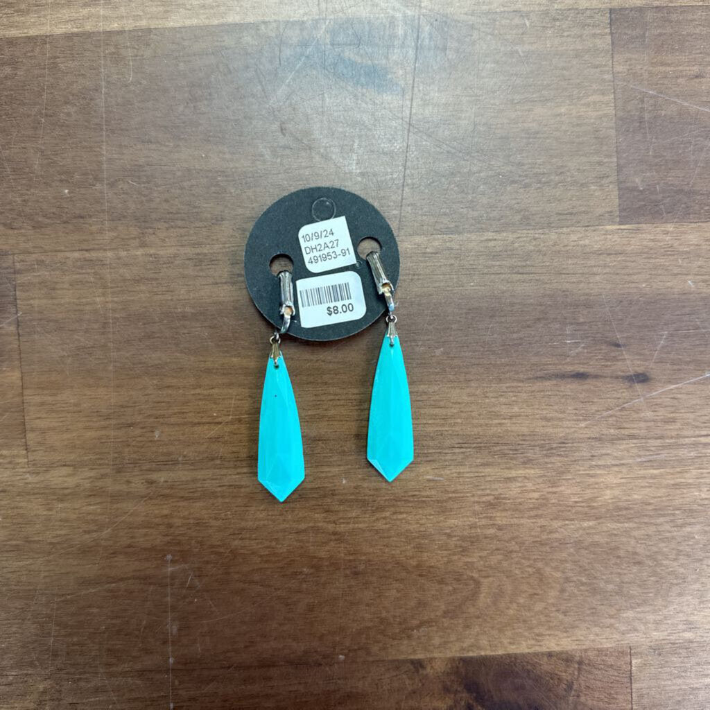 Vintage Blue Dangle Clip On Earrings