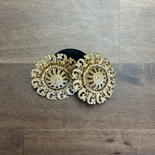 Vintage Haskell Gold Round Clip On Earrings