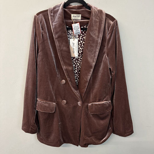 Brown Velvet Blazer with Animal Print Lining