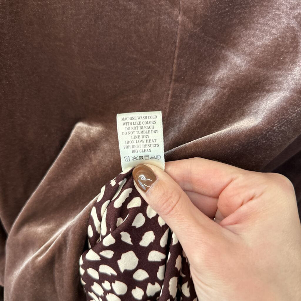 Brown Velvet Blazer with Animal Print Lining