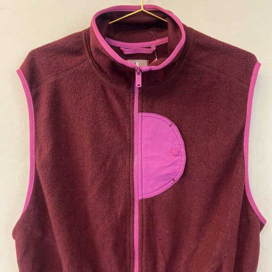 Maroon Zip-Up Vest with Pink Accents