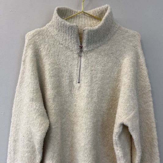 Thread and Supply Cream Quarter-Zip Sweater