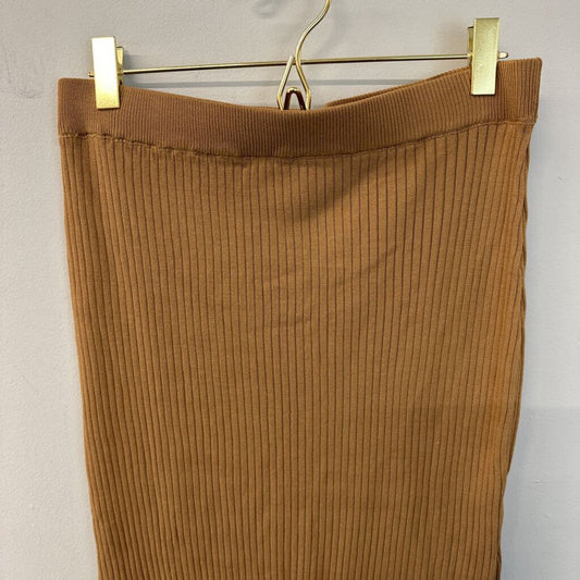 Hem and Thread Brown Ribbed Midi Skirt Large