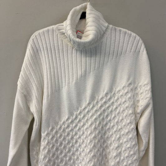 Nine West White Textured Turtleneck Sweater Large