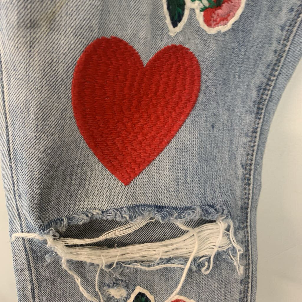 Lucky Brand Flower/ Heart Embroidered Skinny Jeans 28