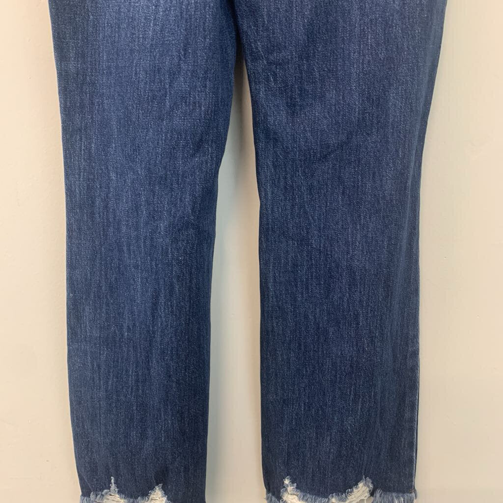 Easel Dark Wash Distressed Straight Leg Jeans Medium