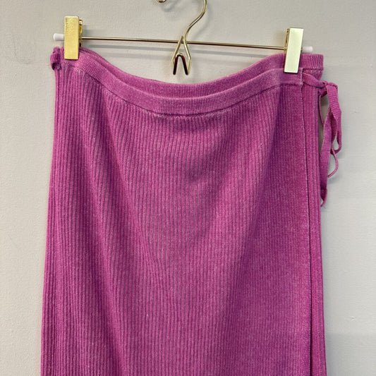 Free People Pink Ribbed Cotton Wrap Skirt Large