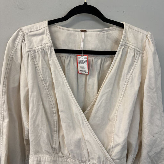 Free People Khaki Denim Wrap Top Large