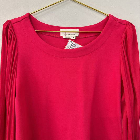 Anthropologie Hot Pink Silky Sleeve Top Medium